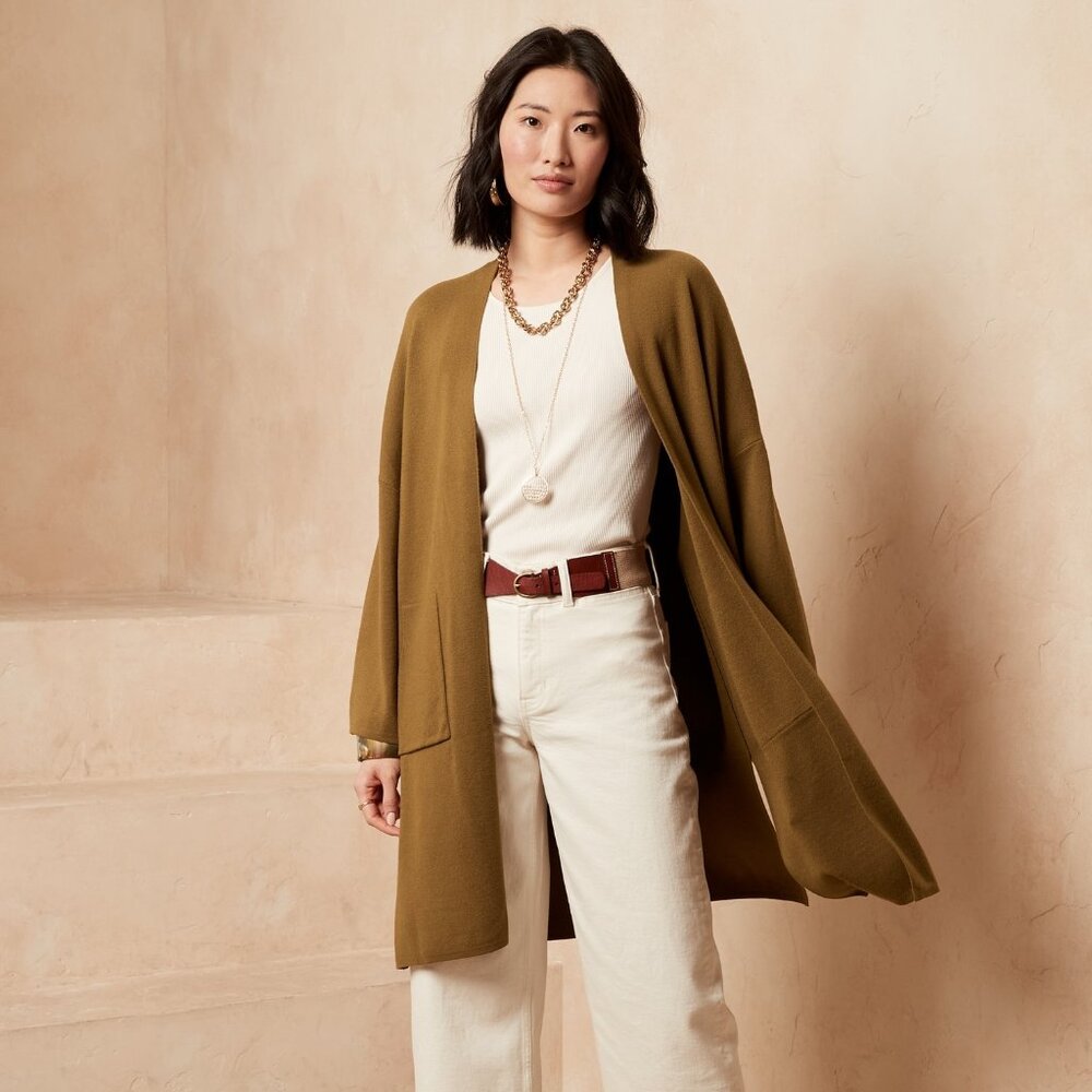 Banana Republic Cape Cardigan Poncho Wrap Brown